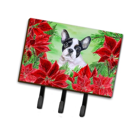 Carolines Treasures French Bulldog Black White Poinsettas Leash or Key Holder CK1358TH68